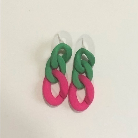 Jewelry - Pink & Green Link Earrings